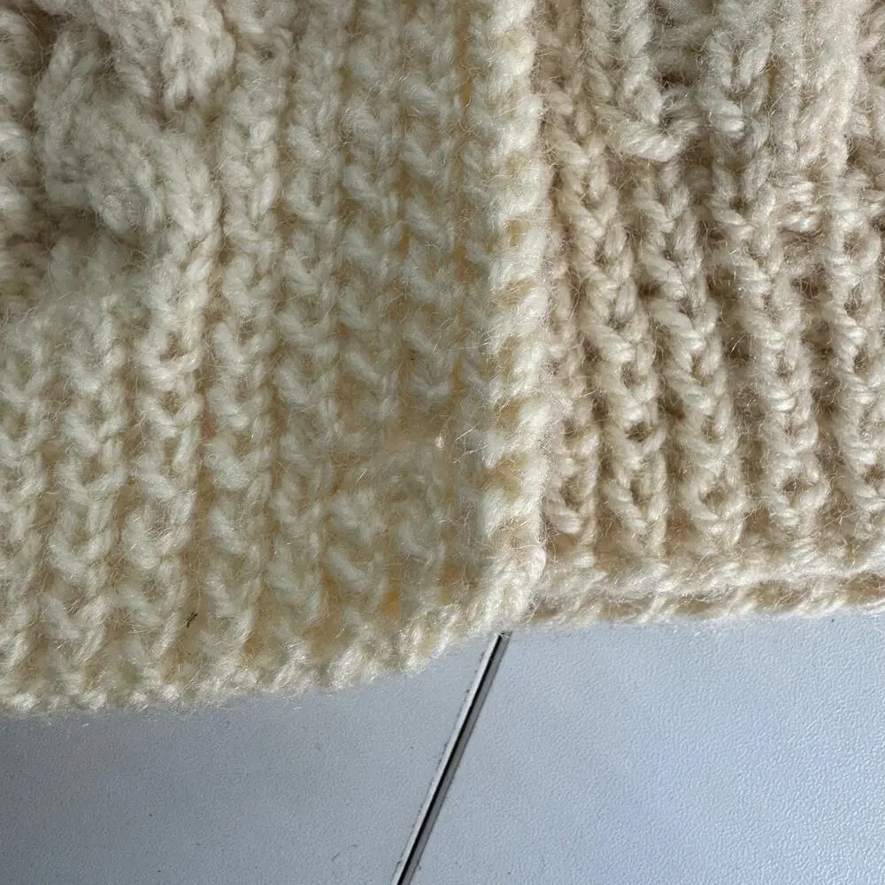 Irish Hand Knit Fitzpatrick Sweater 100% Wool Cable Knit Kids 12-14 (Wms XS)